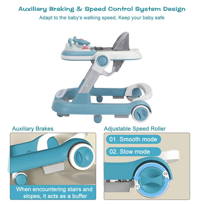 Foldable Push Walker with Brakes, Speed Control.