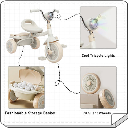 Foldable Tricycle Trike with Pedals