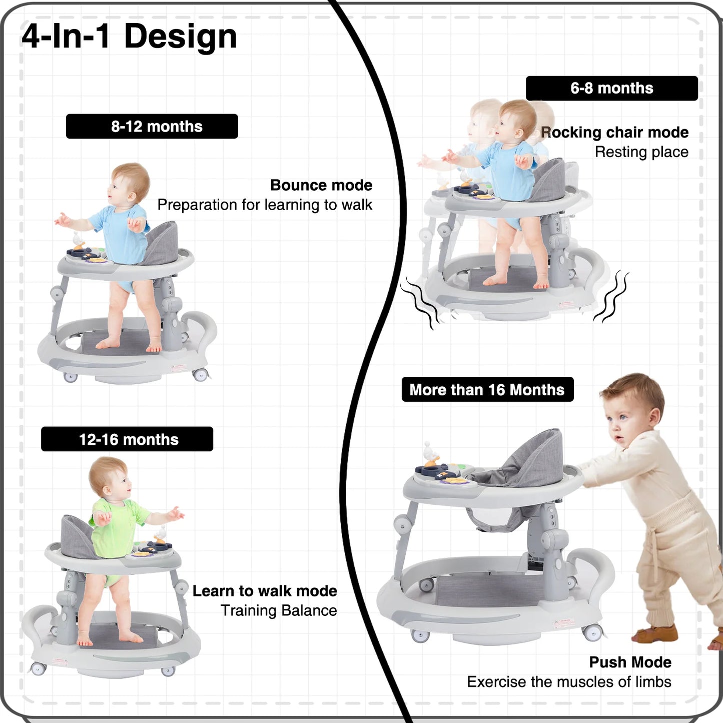 UBRAVOO Foldable Baby Walker