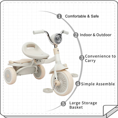 Foldable Tricycle Trike with Pedals