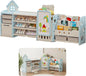 Kids Multifunctional Toy Storage Organizer with 3-Tier Bookshelf, Storage Rack & Drawing Board