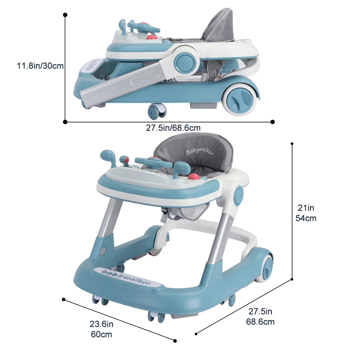 Foldable Push Walker with Brakes, Speed Control.