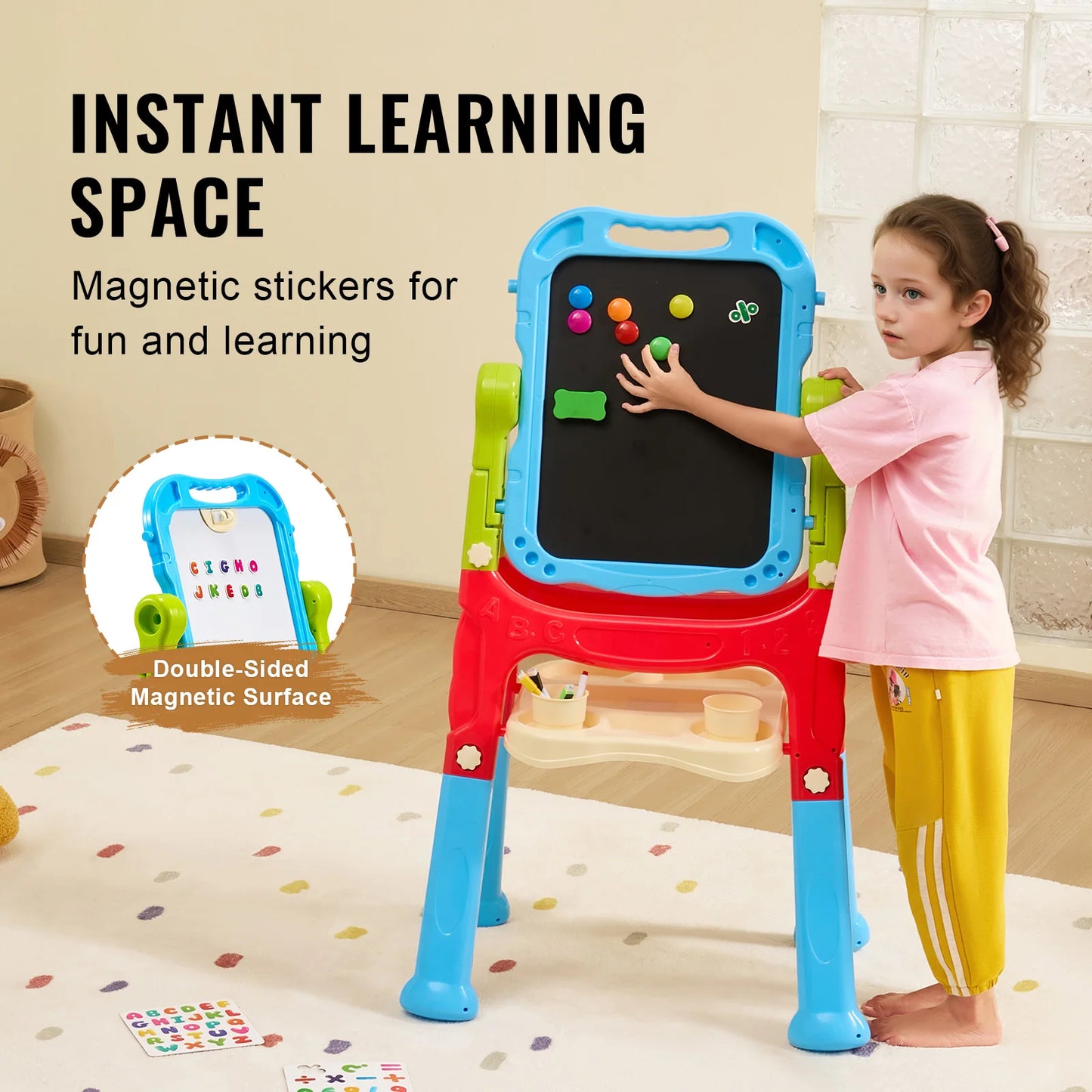 VEVOR Children Magnetic Drawing Board Painting Art Easel with Chalkboard